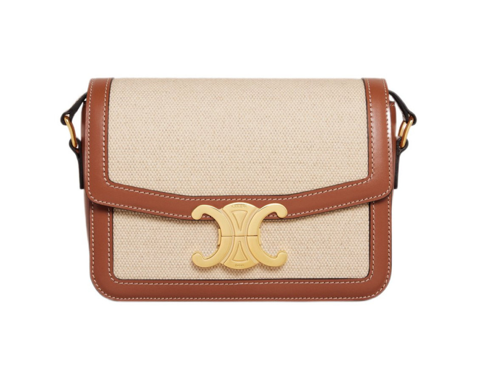 СУМКА Celine MINI CLASSIQUE TRIOMPHE ИЗ ТЕКСТИЛЯ И ТЕЛЯЧЬЕЙ КОЖИ