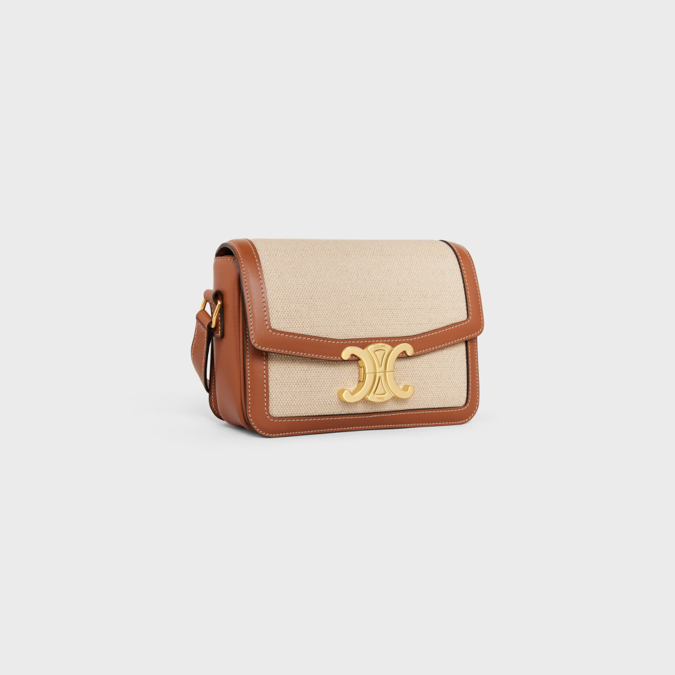 СУМКА Celine MINI CLASSIQUE TRIOMPHE ИЗ ТЕКСТИЛЯ И ТЕЛЯЧЬЕЙ КОЖИ