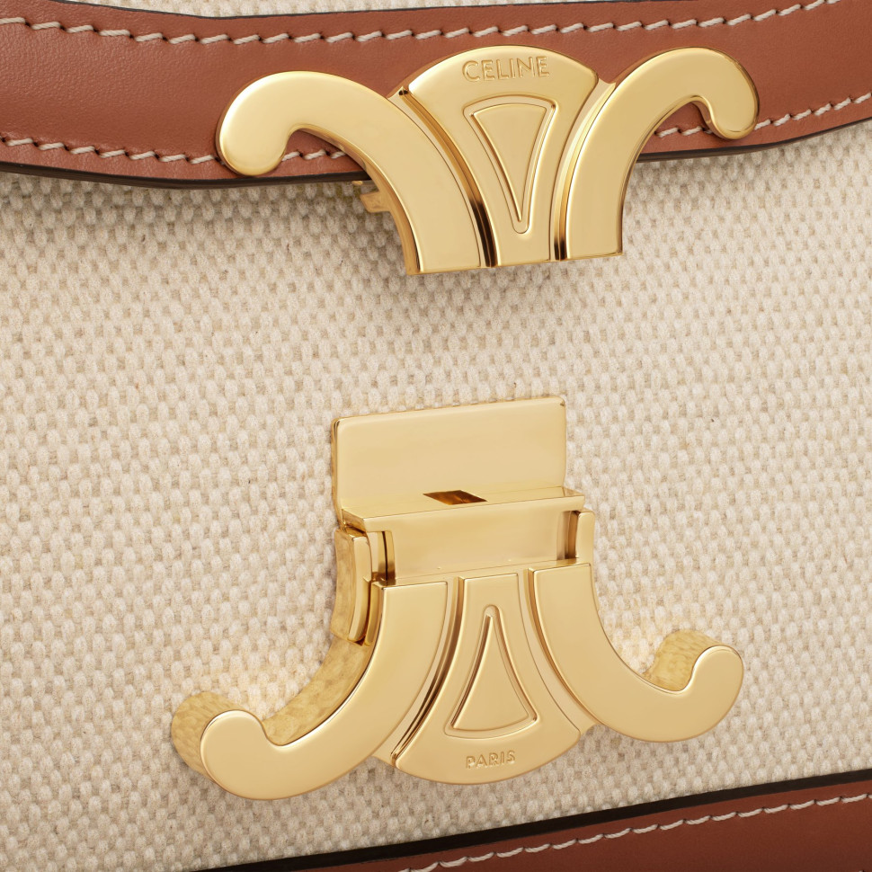СУМКА Celine MINI CLASSIQUE TRIOMPHE ИЗ ТЕКСТИЛЯ И ТЕЛЯЧЬЕЙ КОЖИ