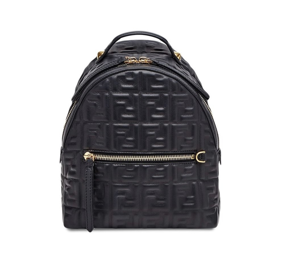 Мини-рюкзак Fendi из кожи с тисненым узором FF