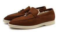 Loro Piana Замшевые лоферы Summer Charms Walk с внутренней отделкой из овчины