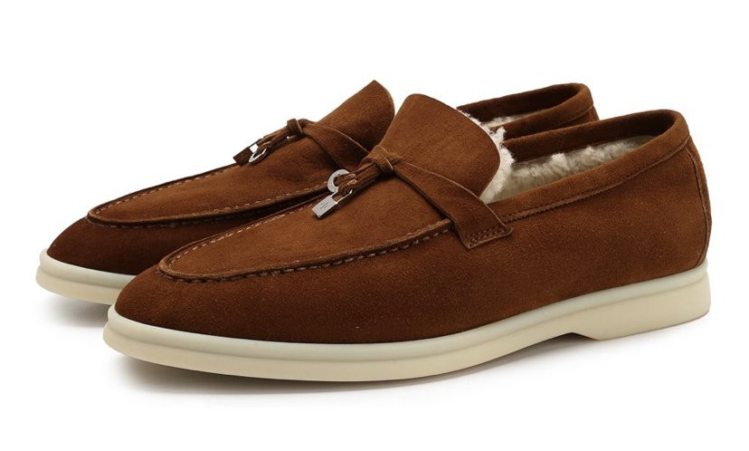 Loro Piana Замшевые лоферы Summer Charms Walk с внутренней отделкой из овчины