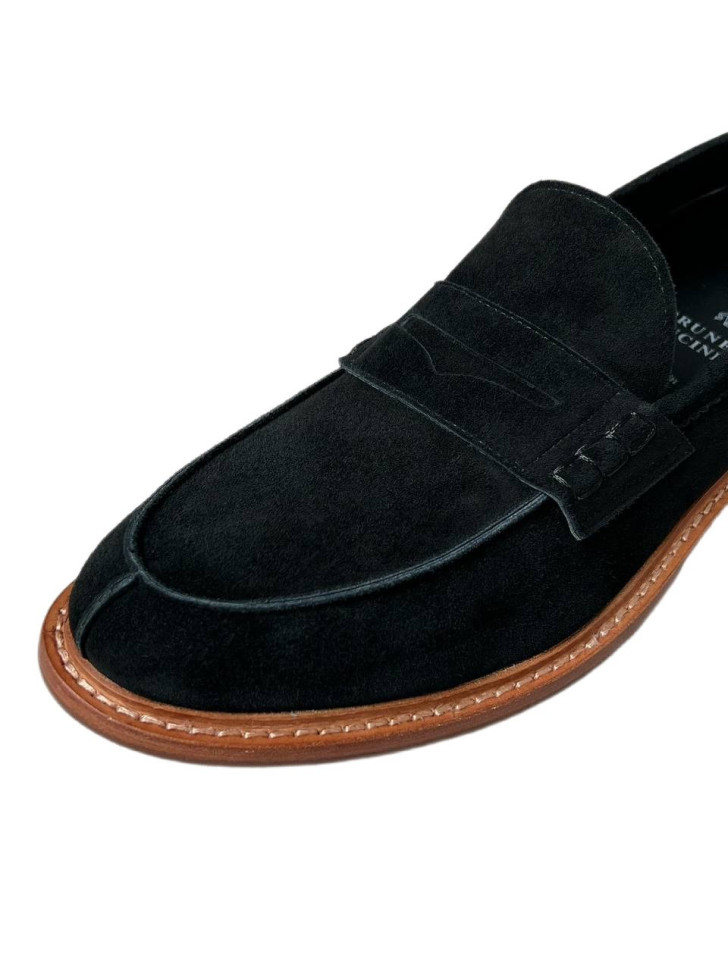 Brunello Cucinelli Пенни-лоферы из окрашенной вручную замши