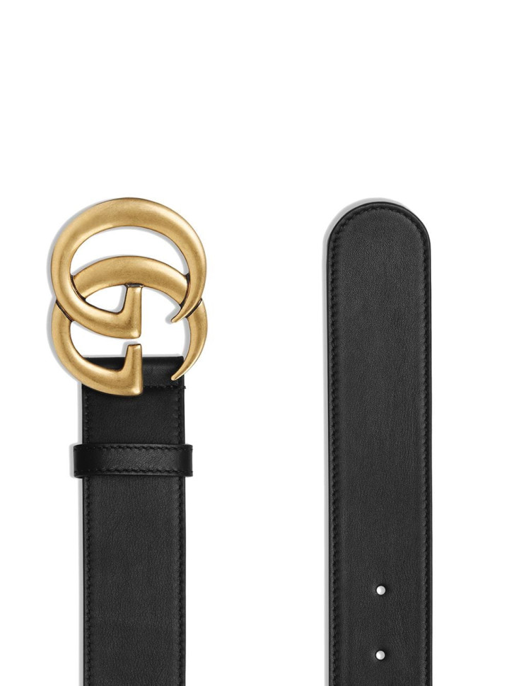 Ремень кожаный GUCCI с пряжкой GG