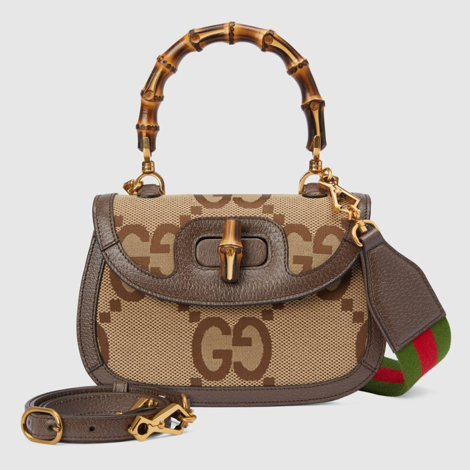 Маленькая сумка Gucci Bamboo 1947 из текстиля jumbo GG