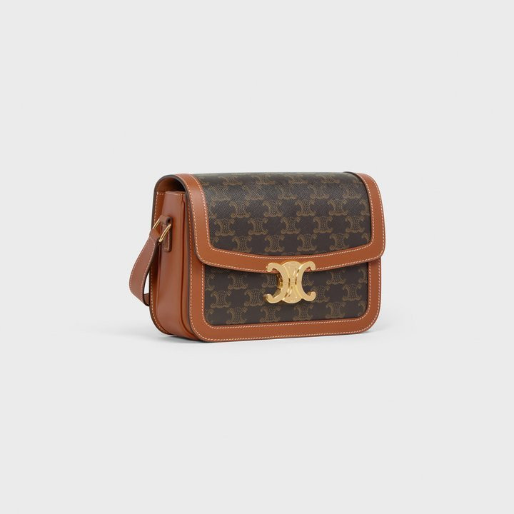 КЛАССИЧЕСКАЯ СУМКА CELINE TRIOMPHE ИЗ КАНВАСА TRIOMPHE И ТЕЛЯЧЬЕЙ КОЖИ
