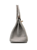 Сумка Hermes Birkin Gris Perle Matte Alligator с золотой фурнитурой