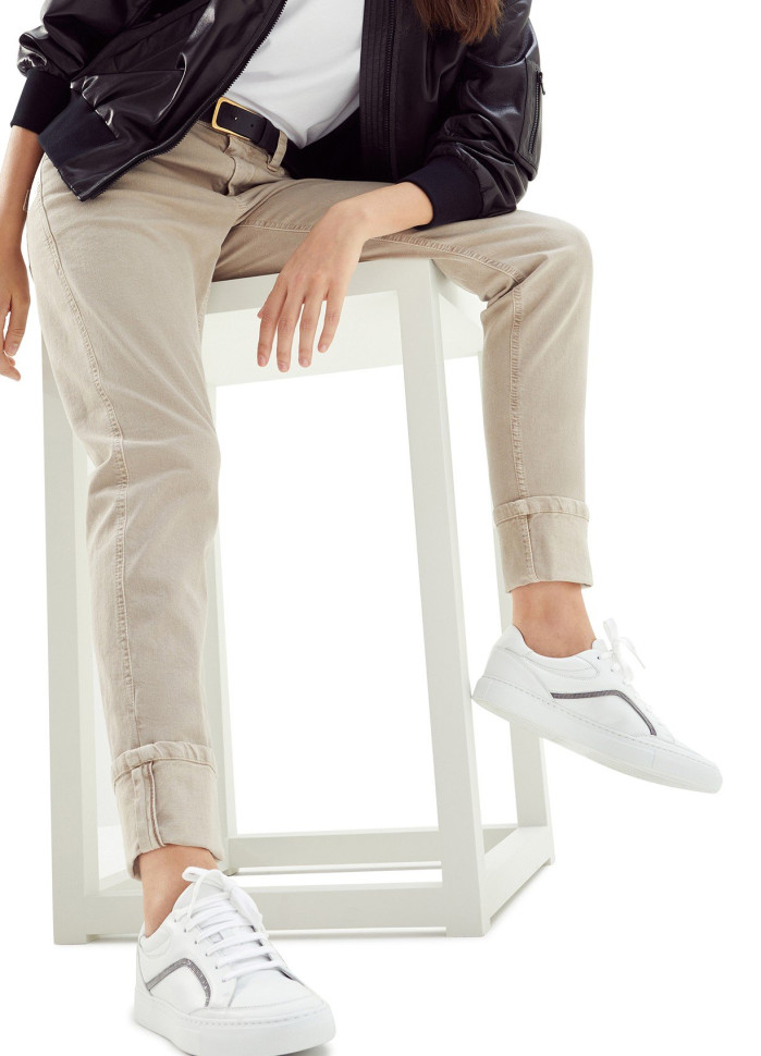 Brunello Cucinelli Сникеры из телячьей кожи Mat с элегантной окантовкой