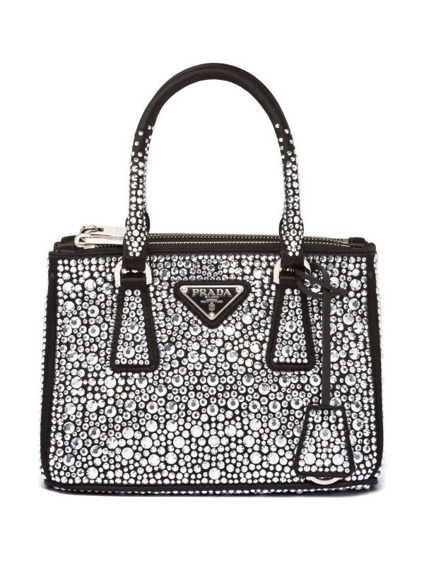 Мини-сумка-тоут Prada Galleria с кристаллами