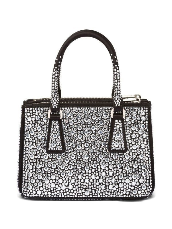 Мини-сумка-тоут Prada Galleria с кристаллами