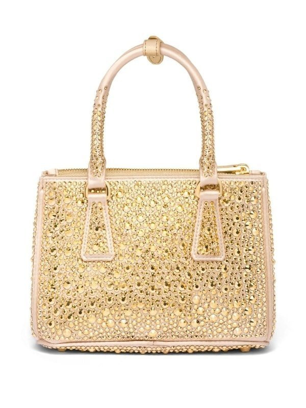 Мини-сумка-тоут Prada Galleria с кристаллами