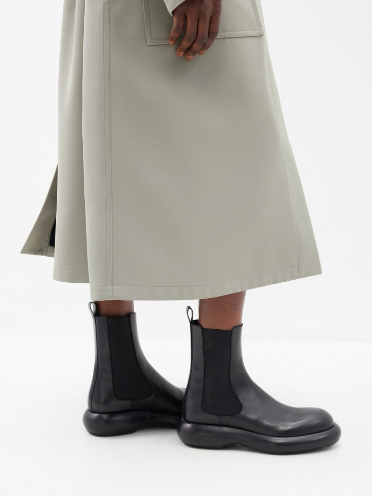 Кожаные ботильоны Jil Sander на массивной подошве