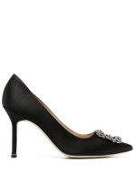 Атласные туфли-лодочки Manolo Blahnik Hangisi 90 с кристаллами