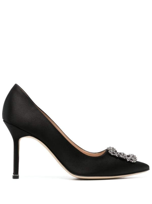Атласные туфли-лодочки Manolo Blahnik Hangisi 90 с кристаллами