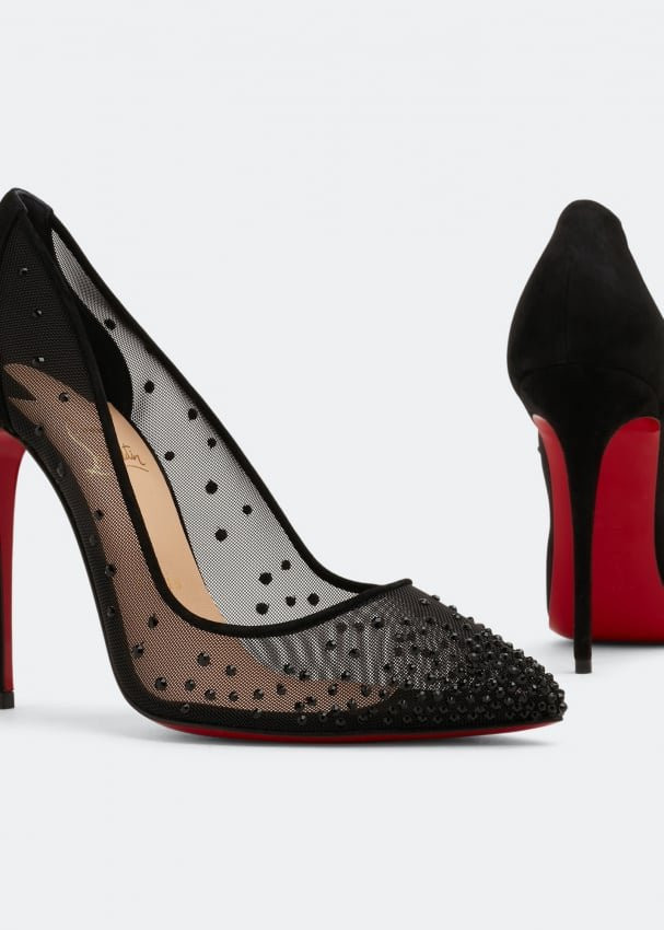 Текстильные туфли Christian Louboutin Follies Strass 100