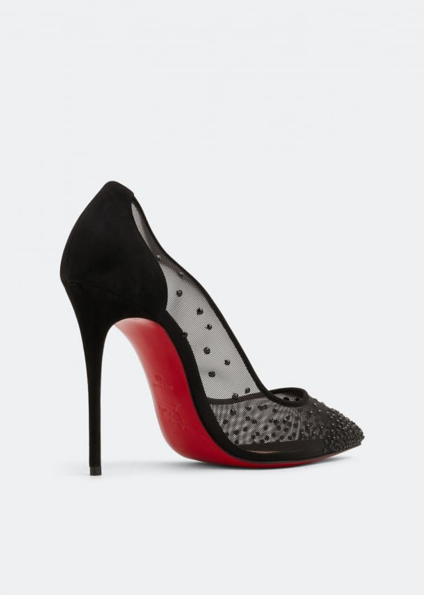Текстильные туфли Christian Louboutin Follies Strass 100
