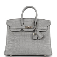 Сумка Hermes Birkin 25 Gris Perle Verso Matte Alligator Brushed