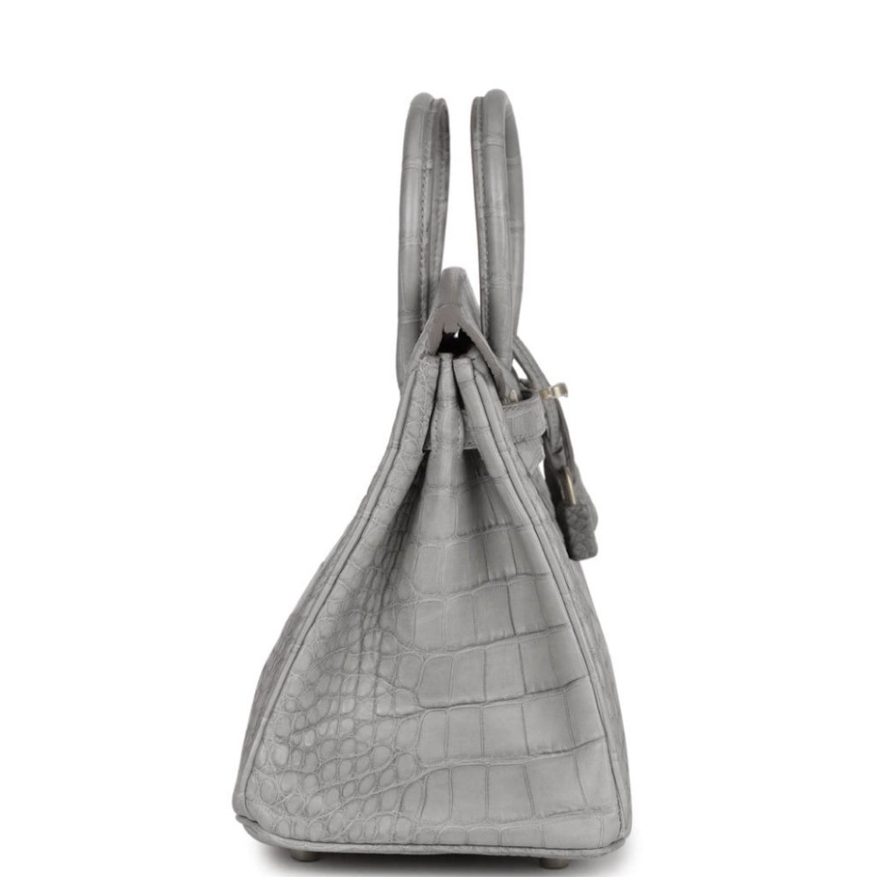 Сумка Hermes Birkin 25 Gris Perle Verso Matte Alligator Brushed