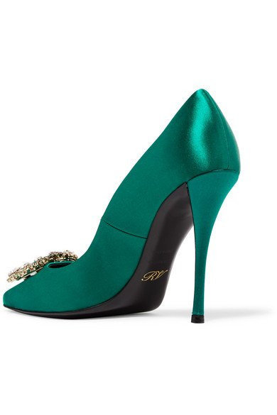Атласные туфли-лодочки Roger Vivier с цветочными стразами