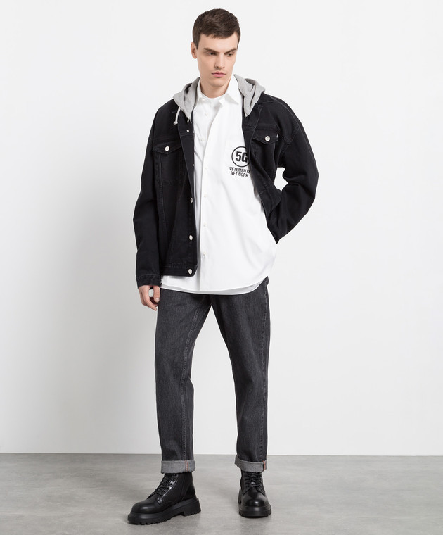 Хлопковая рубашка VETEMENTS с контрастным принтом