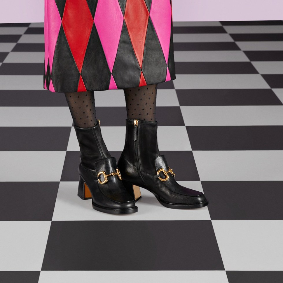 Кожаные ботильоны Gucci Horsebit
