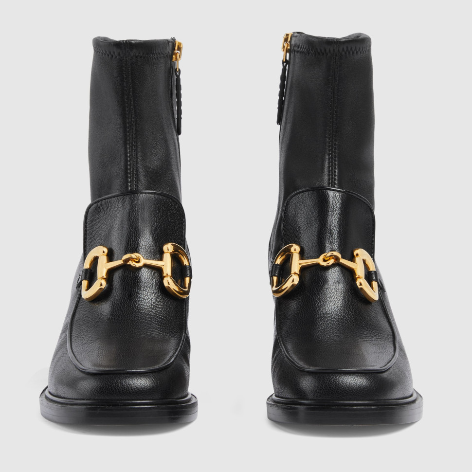 Кожаные ботильоны Gucci Horsebit