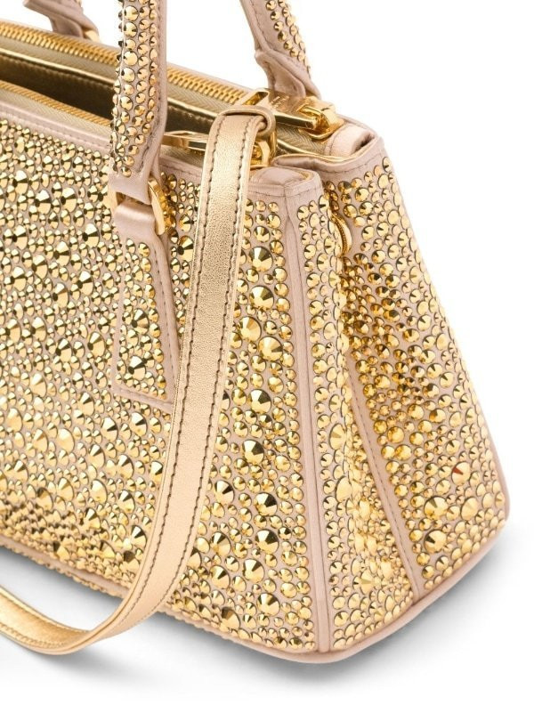 Мини-сумка-тоут Prada Galleria с кристаллами