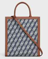 Маленькая вертикальная сумка Celine из телячьей кожи и холста