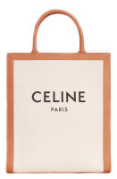 Маленькая вертикальная сумка Celine из телячьей кожи и холста