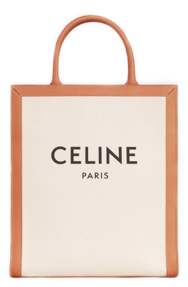Маленькая вертикальная сумка Celine из телячьей кожи и холста