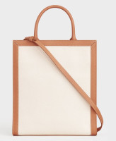 Маленькая вертикальная сумка Celine из телячьей кожи и холста